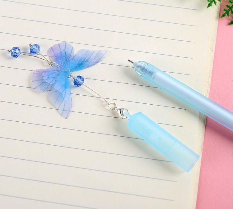 Butterfly Pendant Pen - Cute Detachable Gel Pen Set for Girls