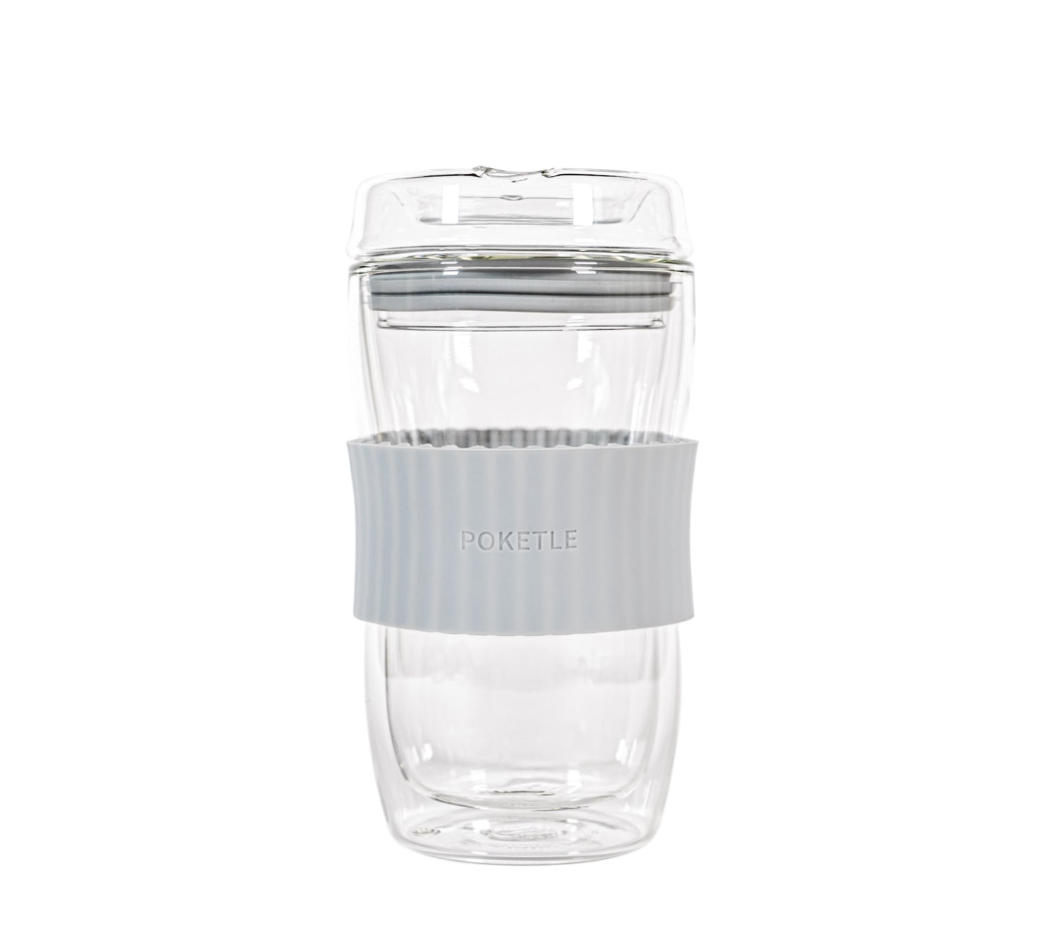 POKETLE All Glass Travel Mug - 330ml, Double-Wall Insulated, 3 Colors