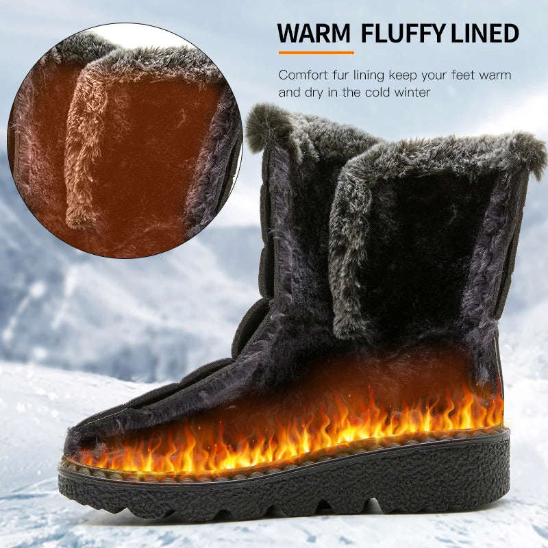 New Ladies Faux Fur Waterproof Winter Boots - Warm Plush Snow Boots