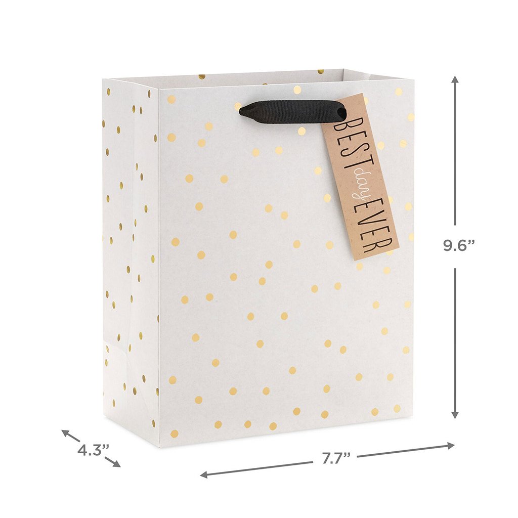 Hallmark 9.6 Ivory With Gold Dots Medium Gift Bag