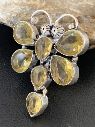 Handmade Sterling Silver Dragonfly Pendant with Faceted Yellow Topaz