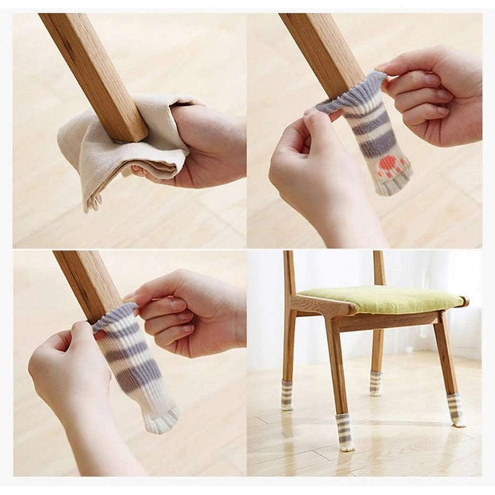32PCS Cat Paw Design Chair Socks - Furniture Leg Protectors for Cat Lovers