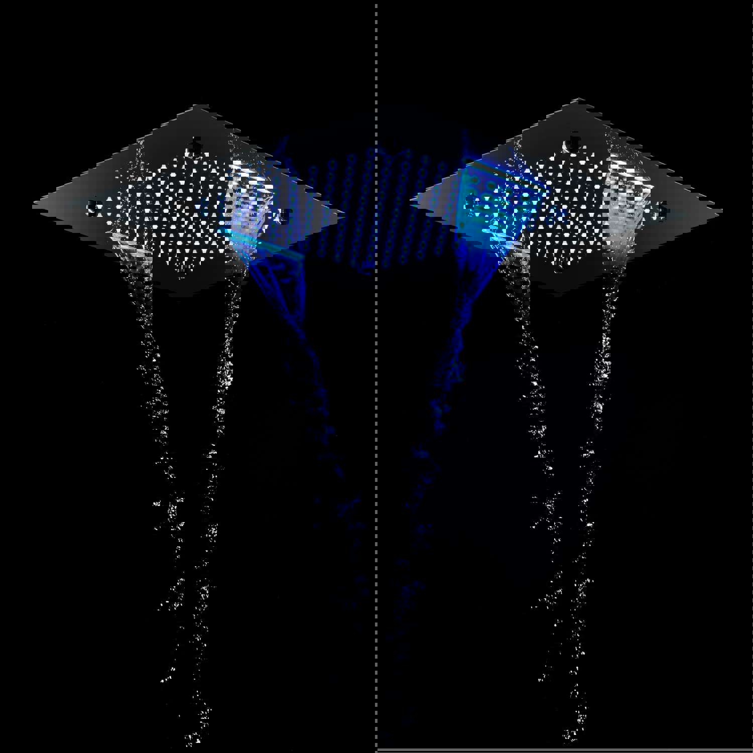 MONACO Chrome 20x20 Complete Luxury LED Music Shower Set with Rainfall, Waterfall, Mist Spray and 6 Body Jets