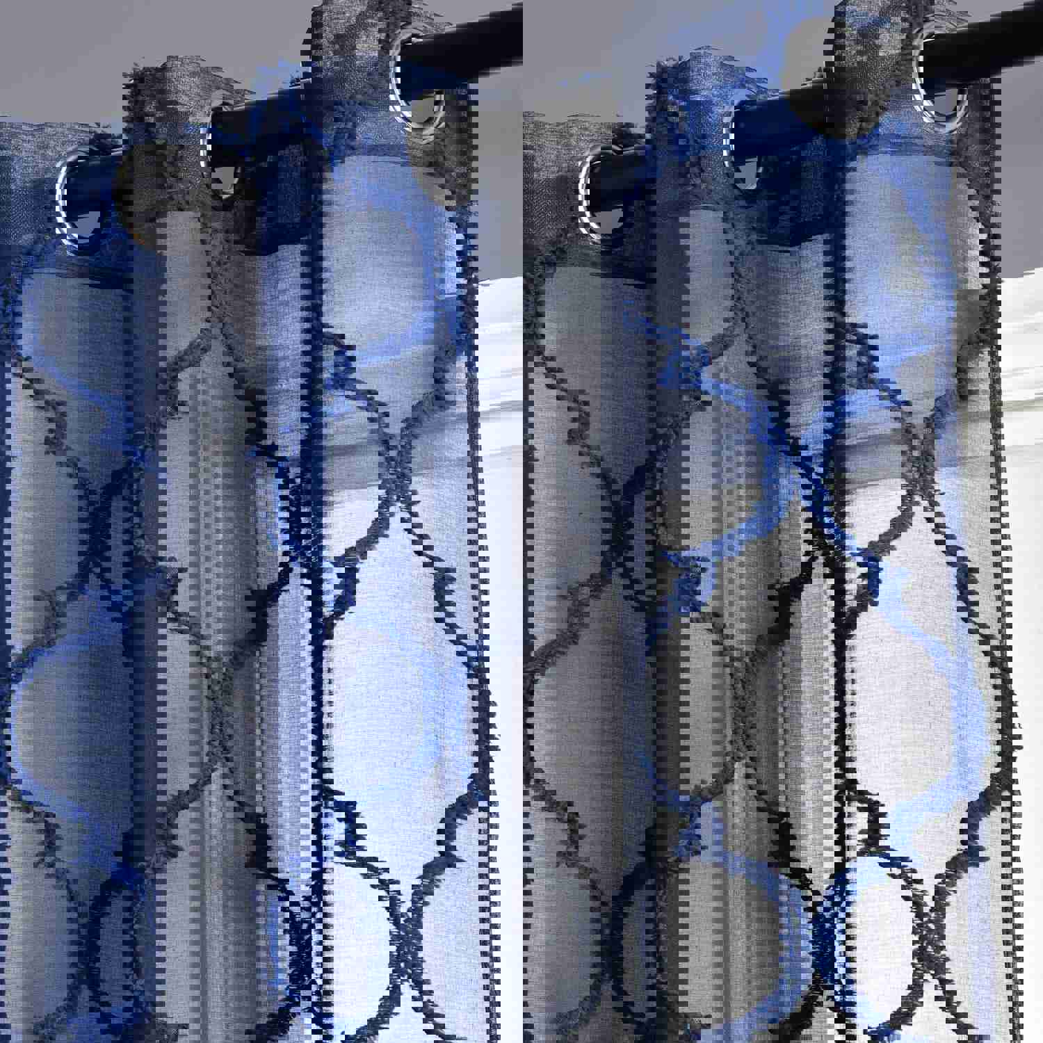 Avon Trellis Grommet Sheer Window Curtain Panel Set