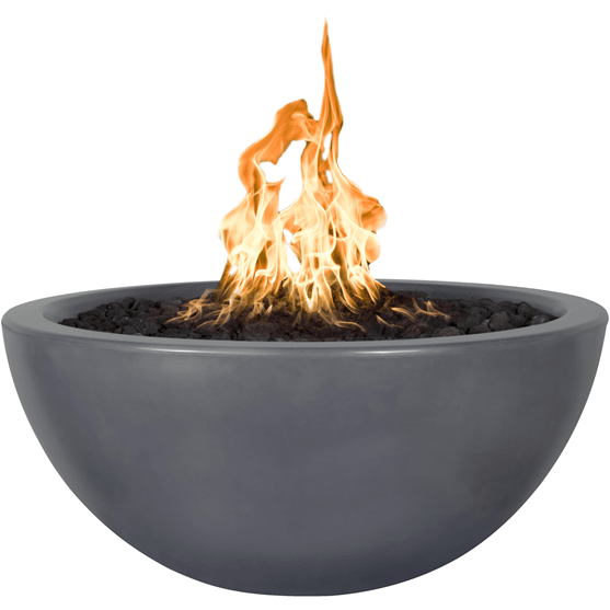 The Outdoor Plus Luna Round Fire Bowl in GFRC Concrete + Free Cover