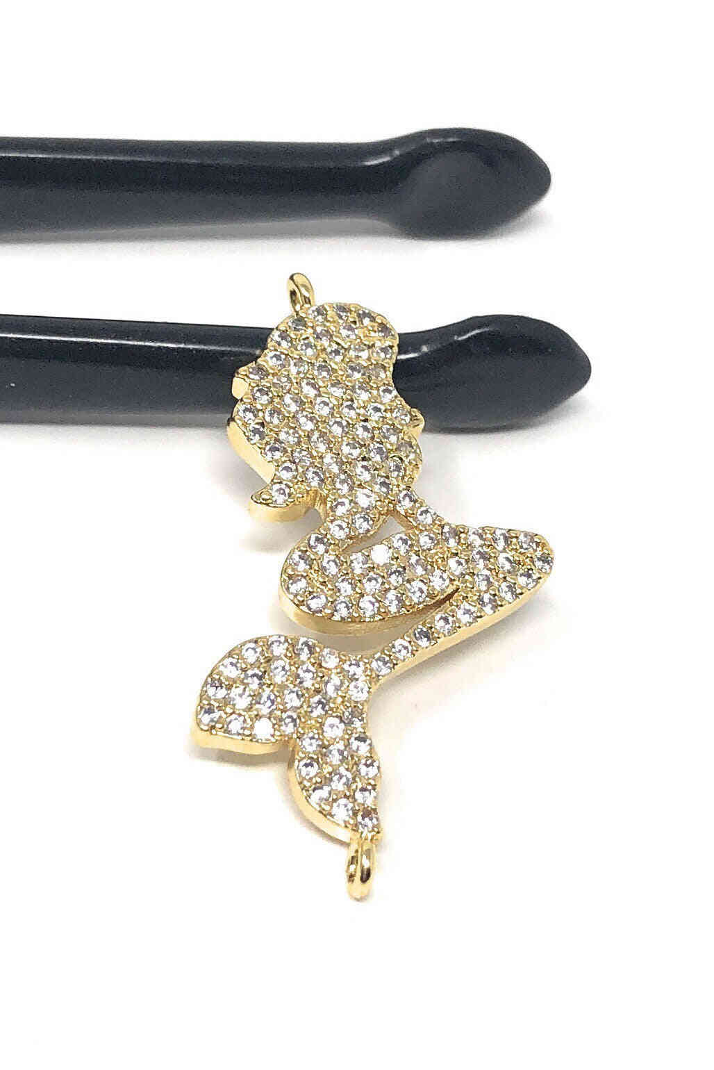 CZ Micro Pave Mermaid Connector Link - Gold Plated Jewelry Finding for DIY Jewelry Making