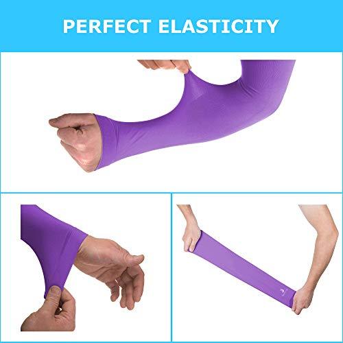 Cooling Arm Sleeves for Men & Women - UV Protective, Moisture Wicking (Purple)
