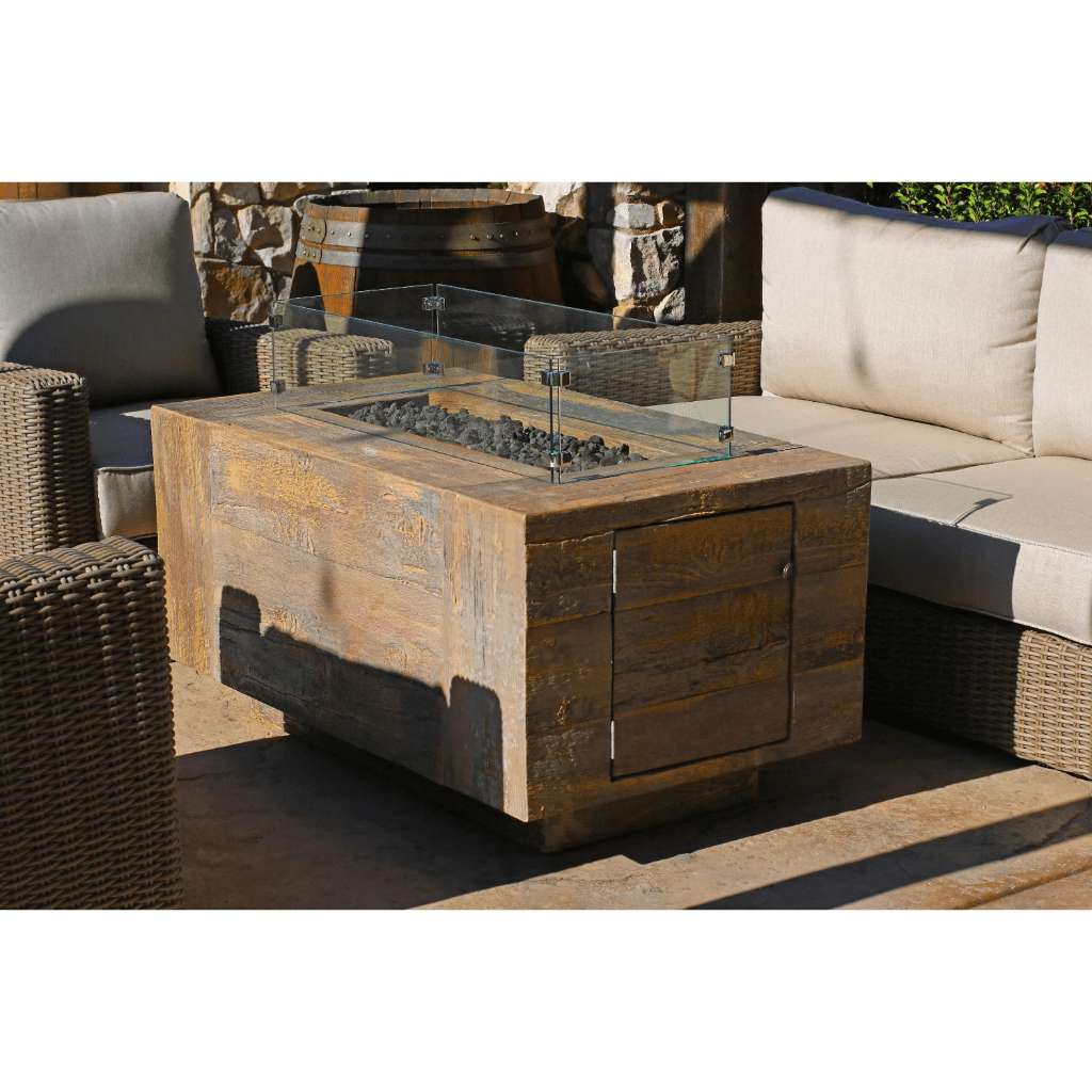 Outdoor Plus - Catalina GFRC Wood Grain Concrete Rectangle Gas Fire Pit 84