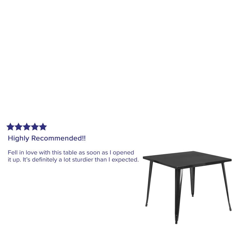 Flash Furniture Parker Commercial Grade 35.5 Square Black Metal Indoor-outdoor Table