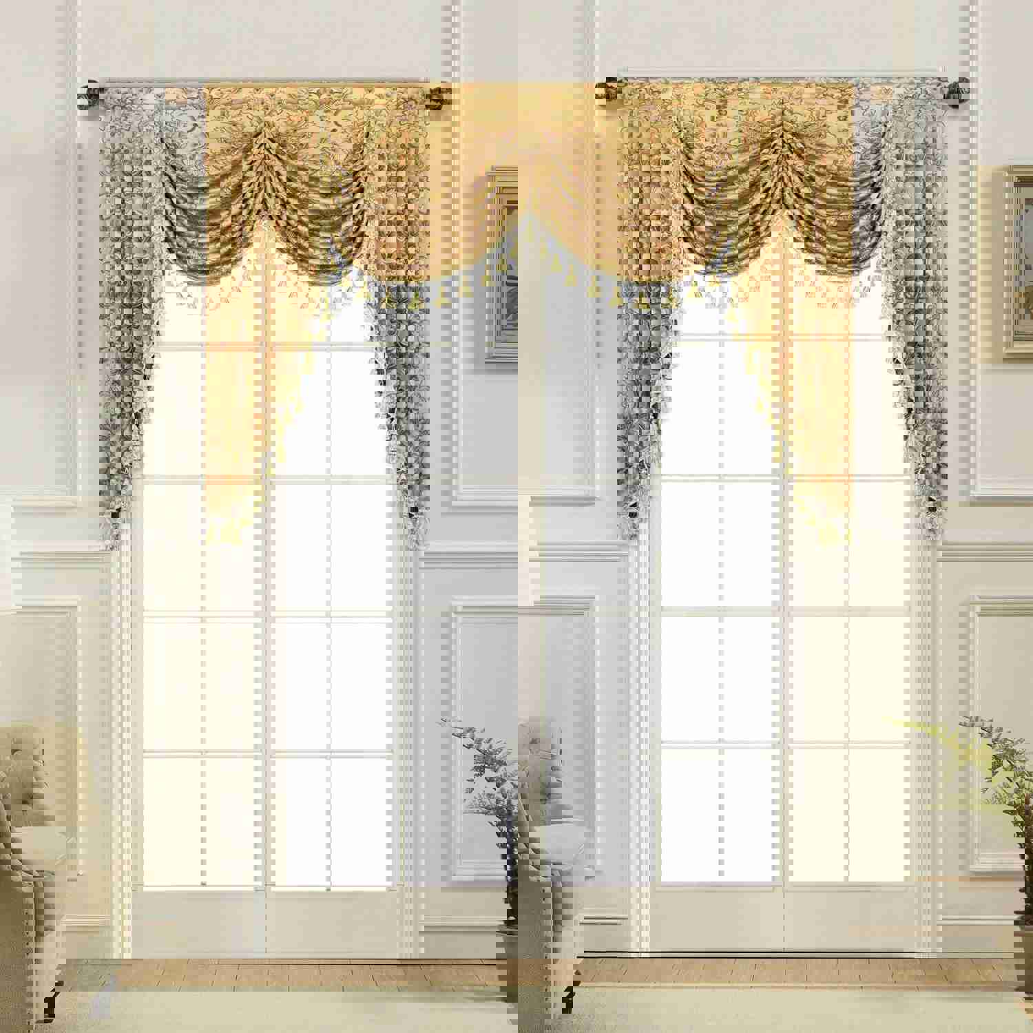 Opulent Swag Valance - Premium Synthetic Fiber Window Decor