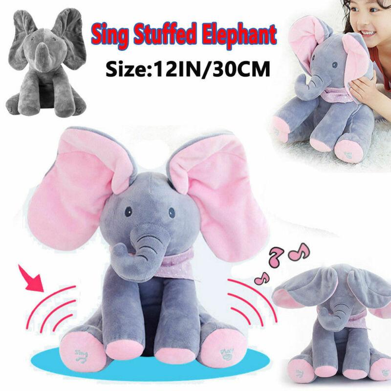Peek-a-Boo Animated Talking and Singing Plush Elephant Stuffed Doll Toy for Baby