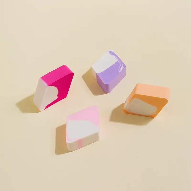 4pcs Mixed Color Diamond-shaped Makeup Sponge - Multifunctional Soft Beauty Tool for Wet & Dry Use
