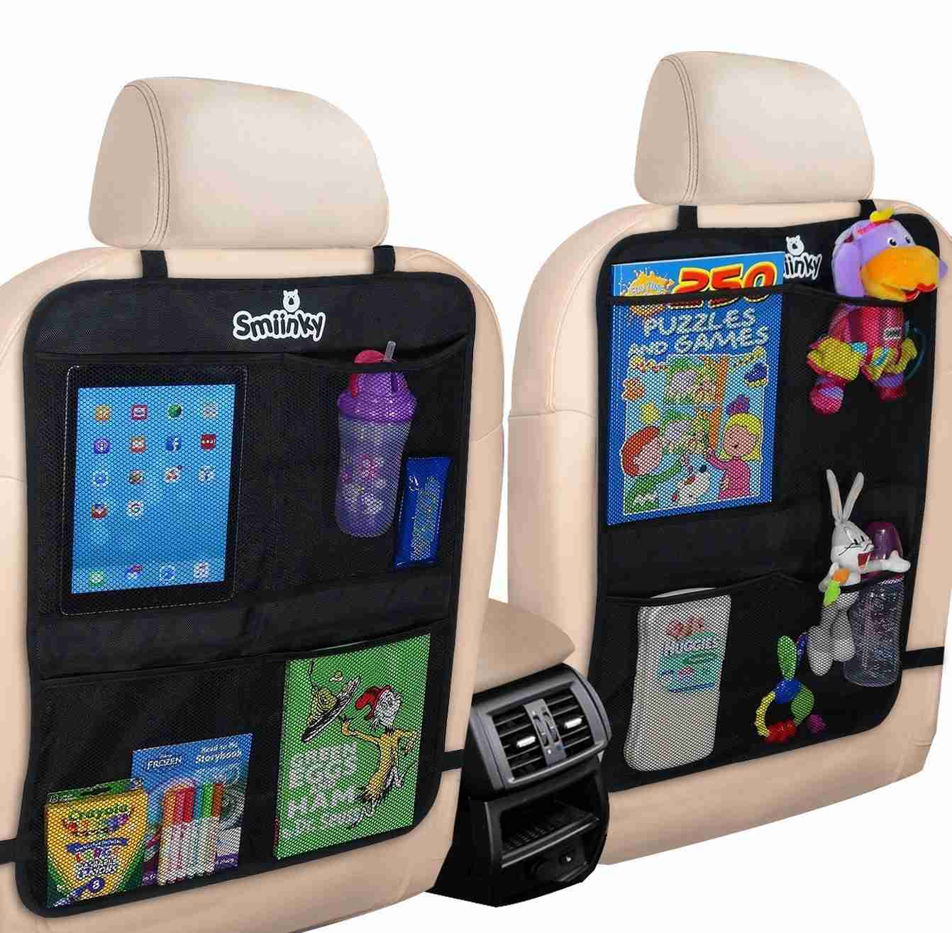 OMIRA Mats Plus 2 Extra Large Organizer Pockets - Premium Backseat Protector for Cars, SUVs, Minivans, and Trucks