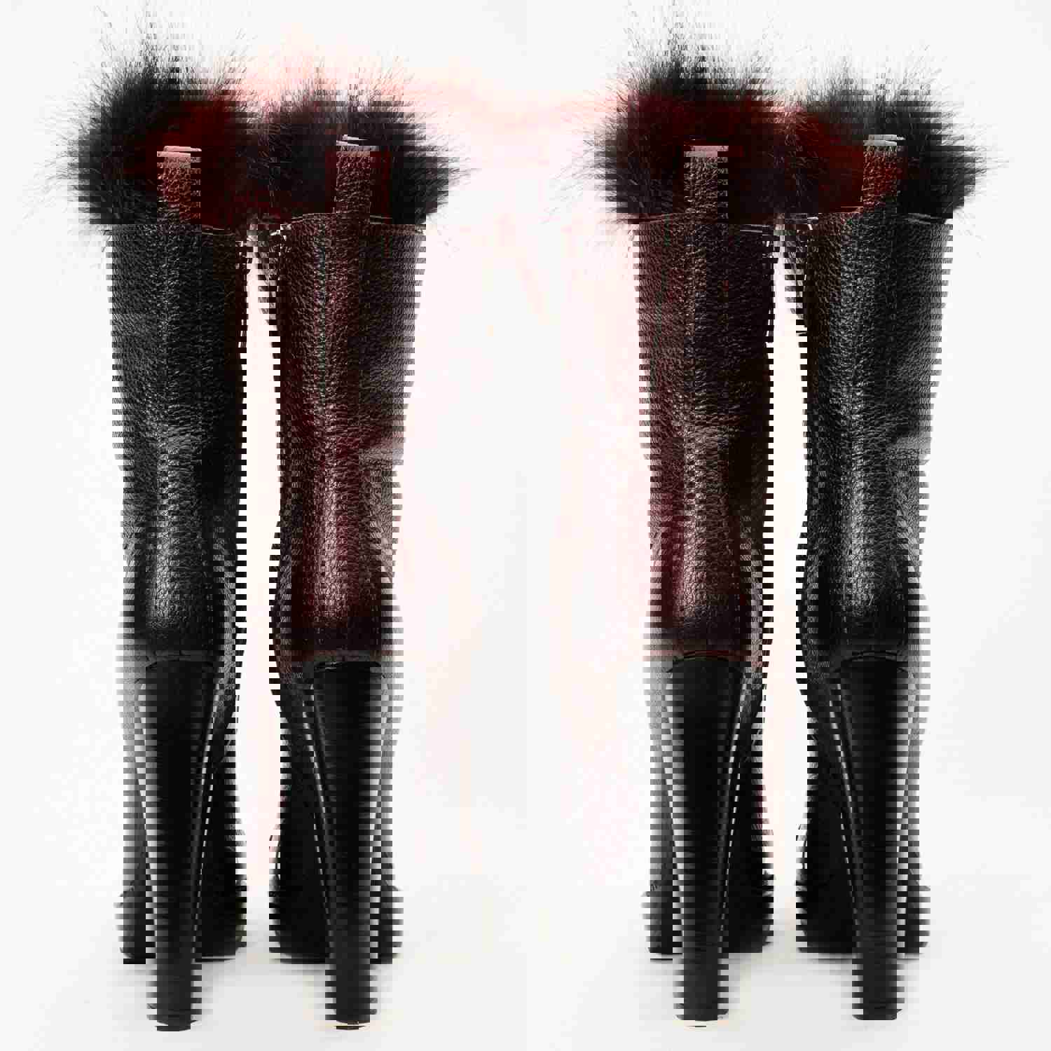 Melo Burgundy Leather Natural Mid Calf Platform Heel Women Boot