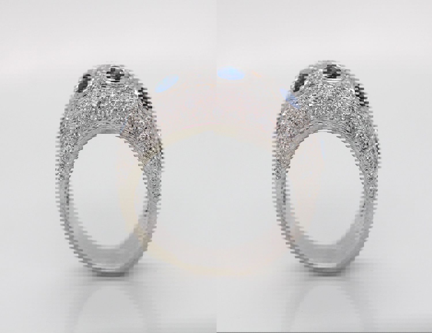 18KW 1.50 CTTW Sapphire and Diamond Ring with 1.05 CTTW H-SI2 Diamonds