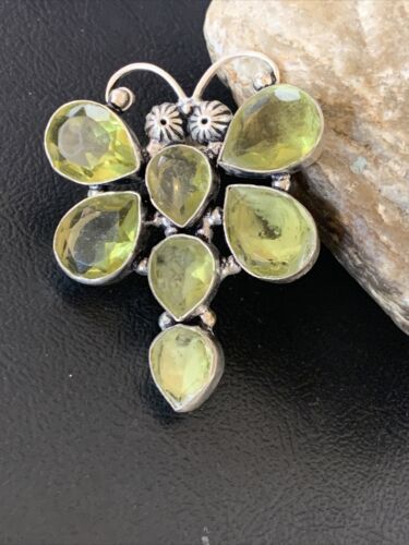 Handmade Sterling Silver Green Peridot Dragonfly Pendant