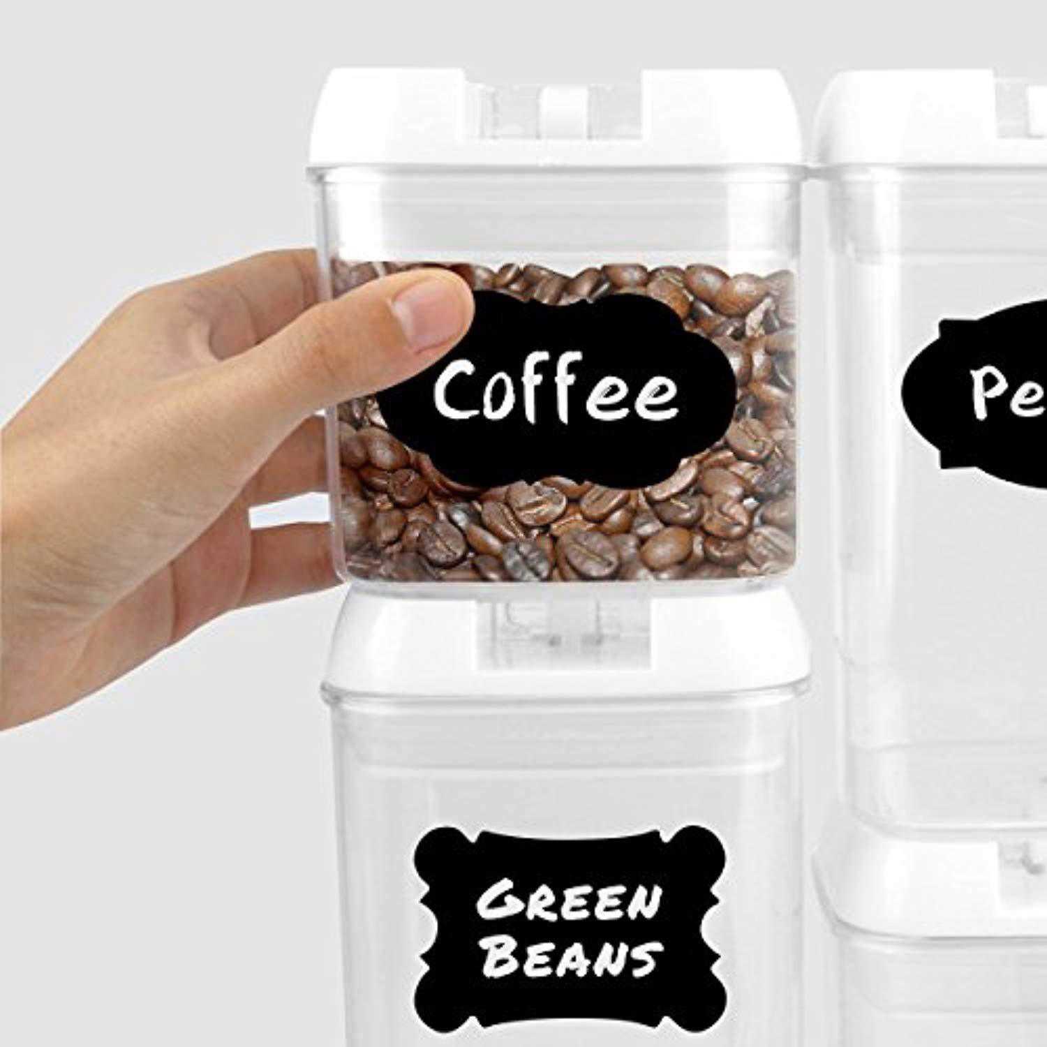 MCIRCO Air-Tight Food Storage Container Set - 6 Pieces with 20 Chalkboard Labels