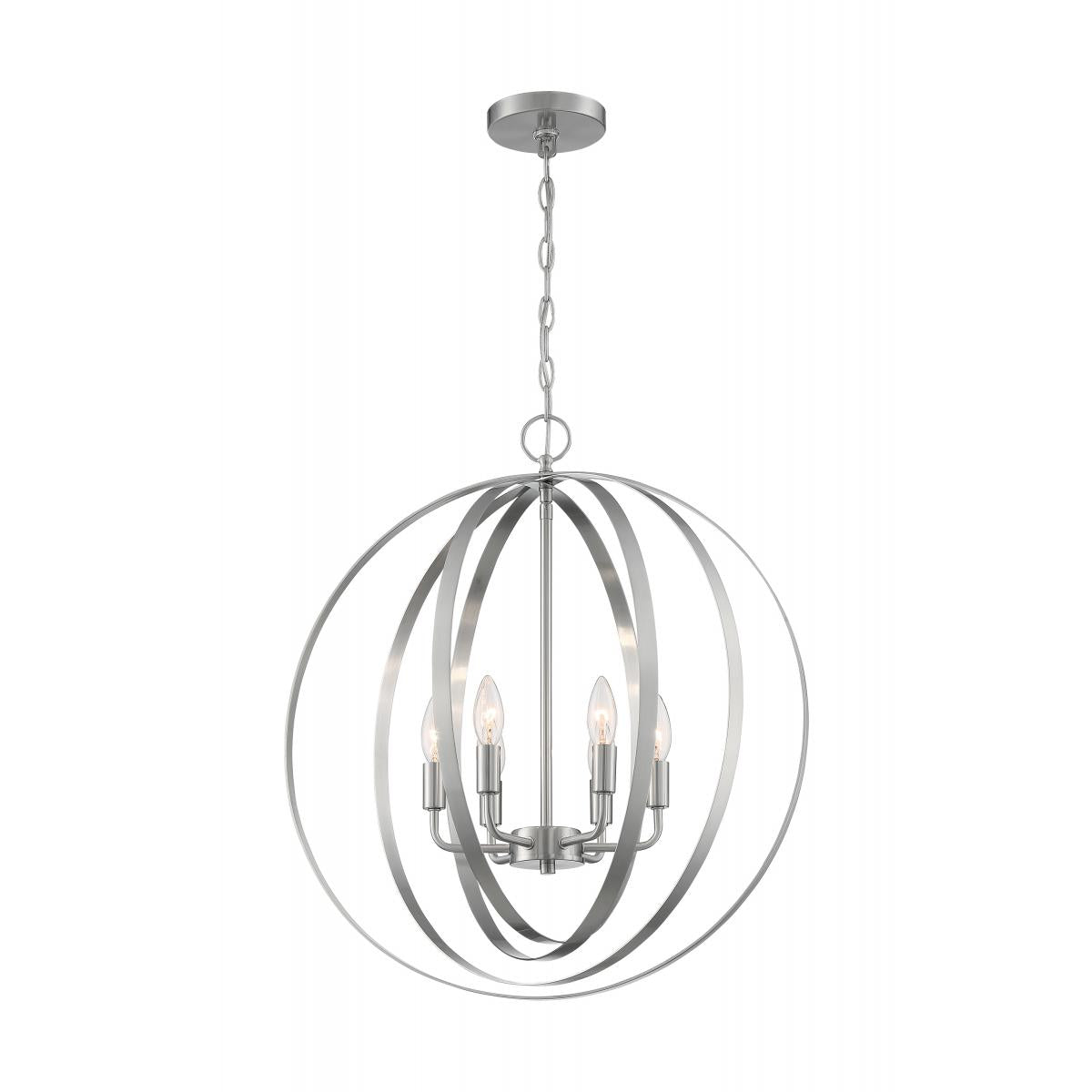 Pendleton 6-Light Brushed Nickel Pendant - Glam Style Ceiling Light