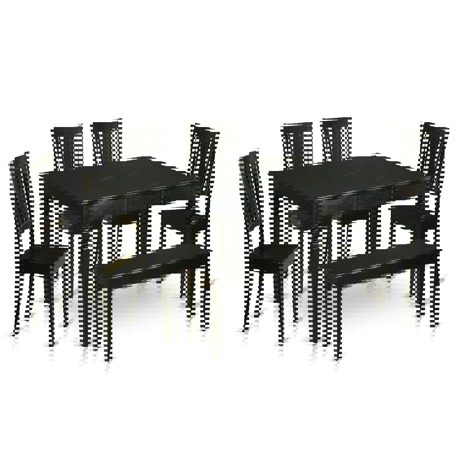 East West Furniture 6-Piece Dining Table Set with Table, Chairs, and Bench, Black