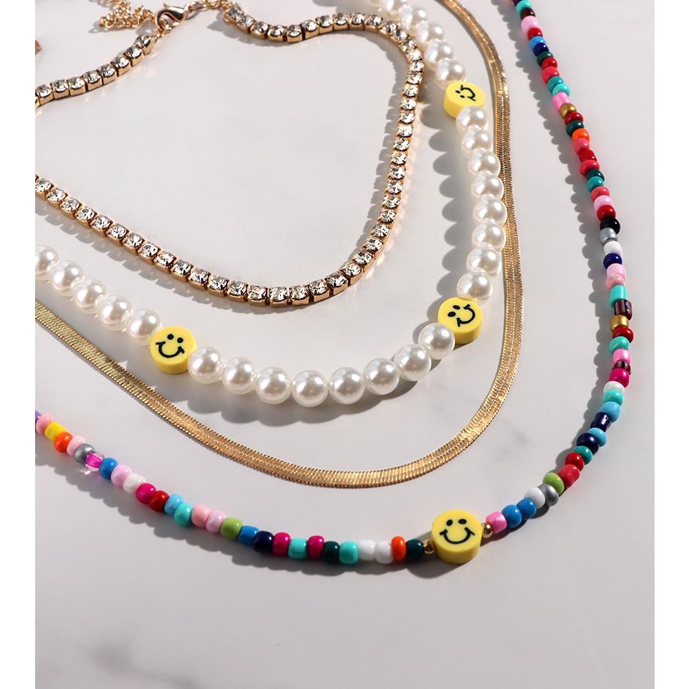 Aruba Layered Pearl Necklace - 925 Sterling Silver with Cubic Zirconia