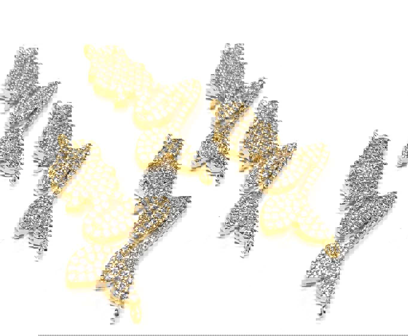 CZ Micro Pave Mermaid Connector Link - Gold Plated Jewelry Finding for DIY Jewelry Making