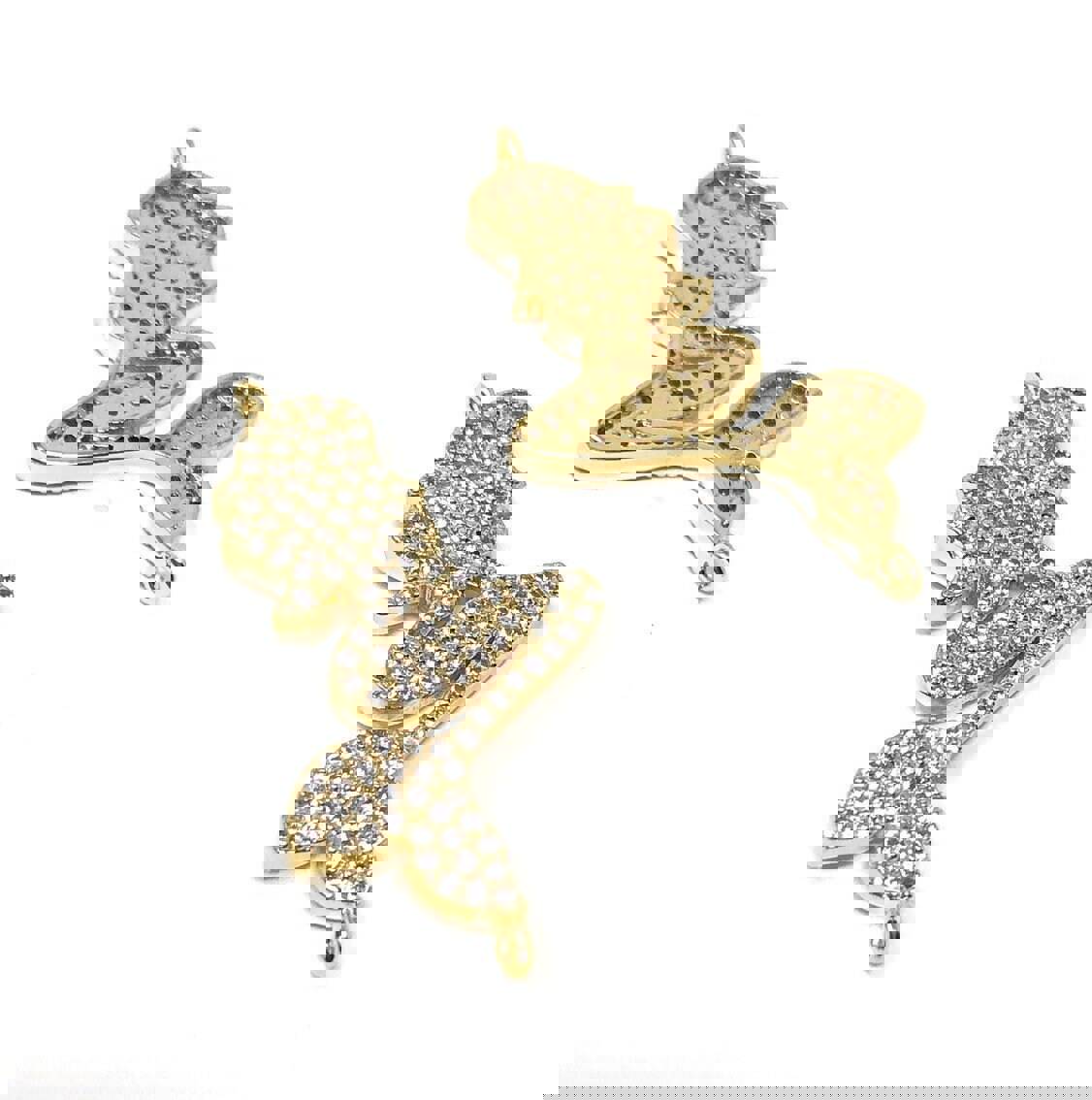 CZ Micro Pave Mermaid Connector Link - Gold Plated Jewelry Finding for DIY Jewelry Making