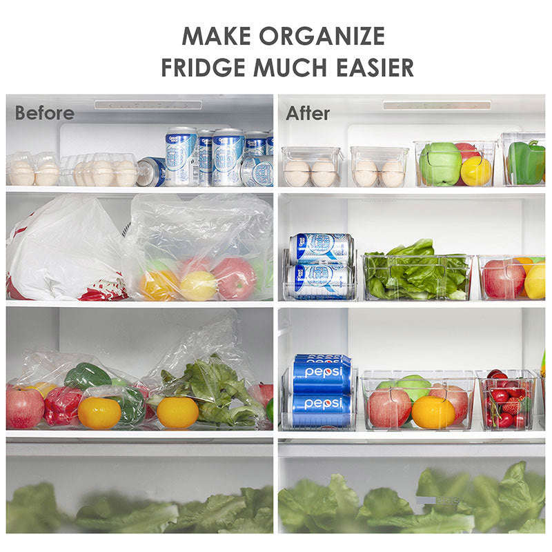 6pcs Transparent Refrigerator Organizer Set - Plastic Storage Box for Food, Vegetables, Beverages, and Eggs