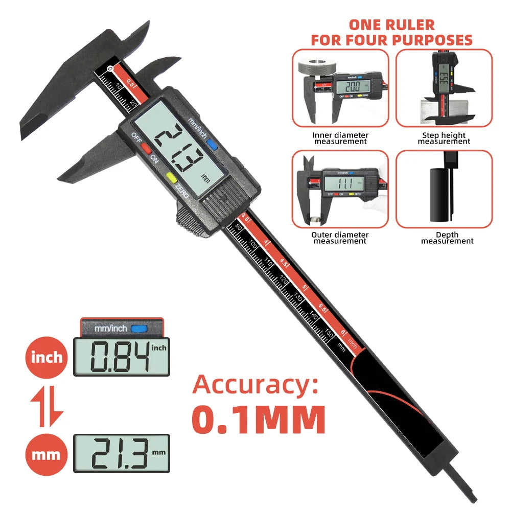 0-150mm 0.1mm Digital Caliper Electronic Vernier Caliper 6 inch Depth Measuring Tools