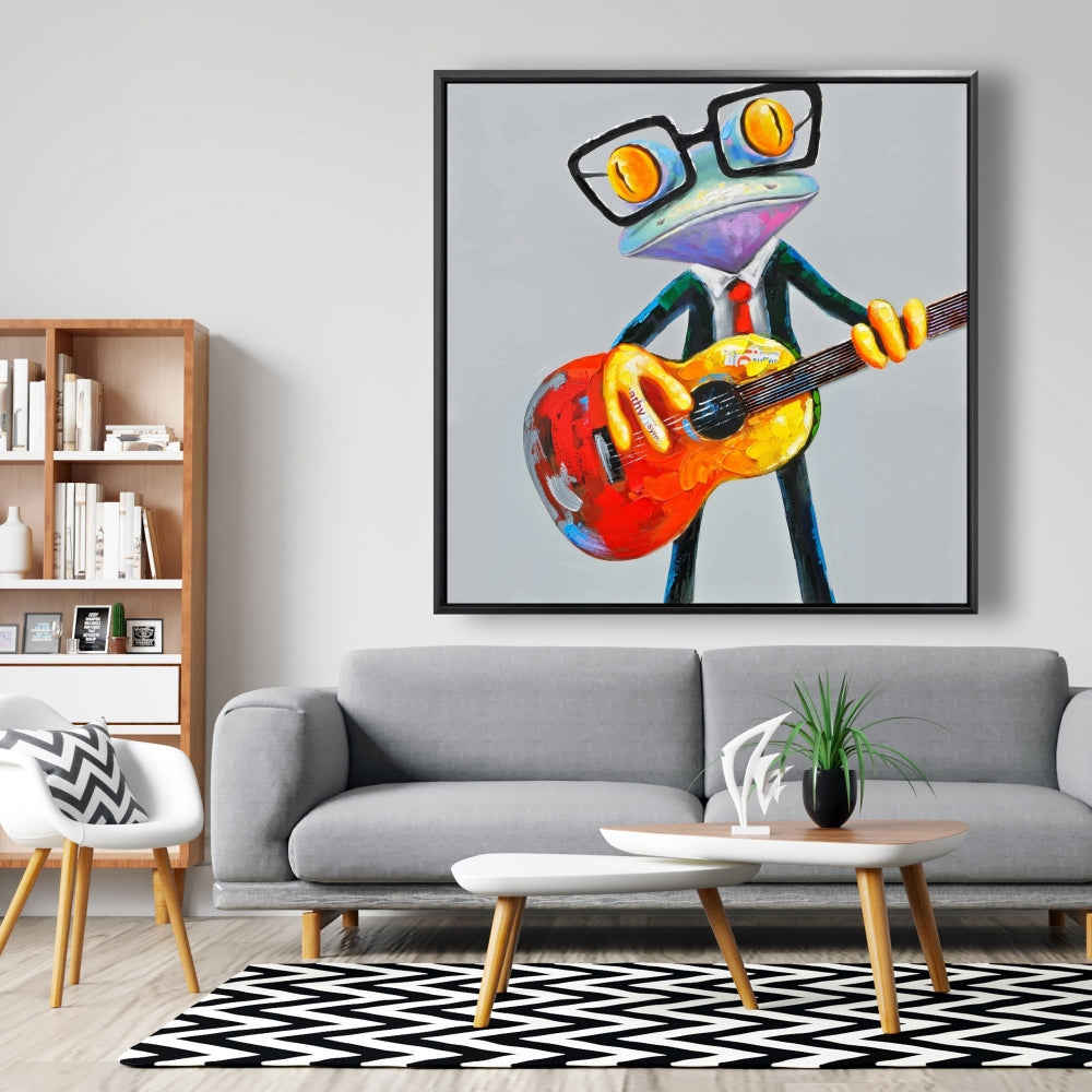 Funny Frog Playing Guitar - Fine Art Gallery Wrapped Canvas (24x36)