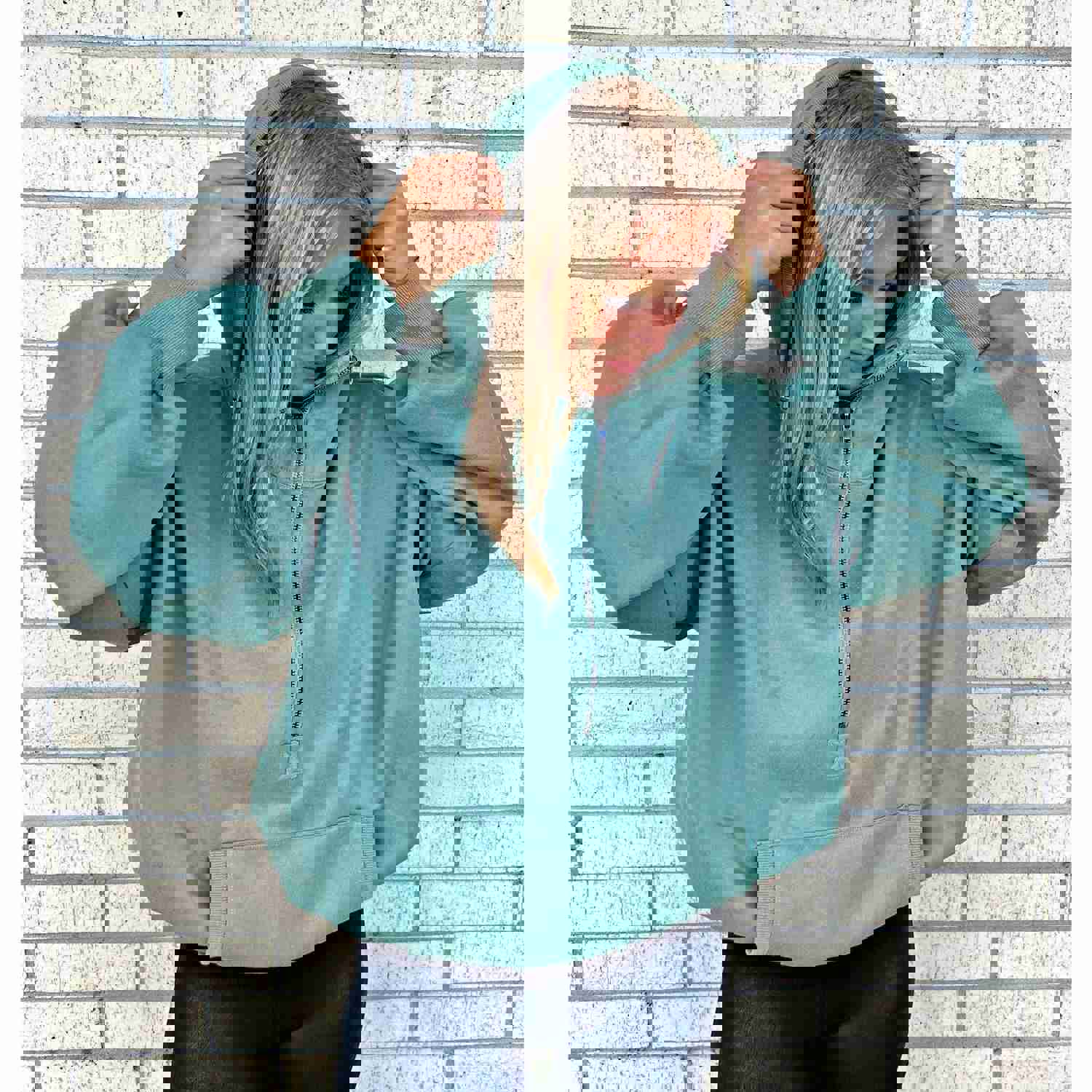 Soft Olive Green Sporty Hoodie Sweatshirt