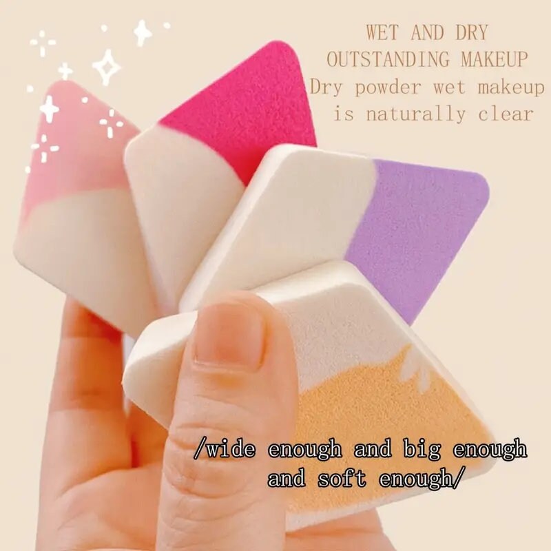 4pcs Mixed Color Diamond-shaped Makeup Sponge - Multifunctional Soft Beauty Tool for Wet & Dry Use