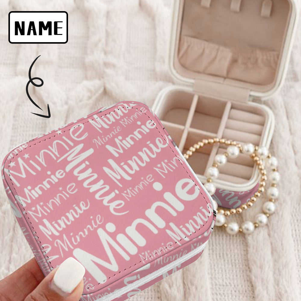 Custom Name Travel Jewelry Case - Bridesmaid Jewelry Box & Bridal Party Gift