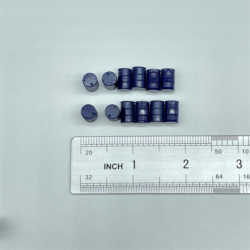 1/64 Scale Resin Model 12Pcs Blue or Green Oil Barrels Diecast Alloy Car Scene Accessories Dioramas Miniature Collection