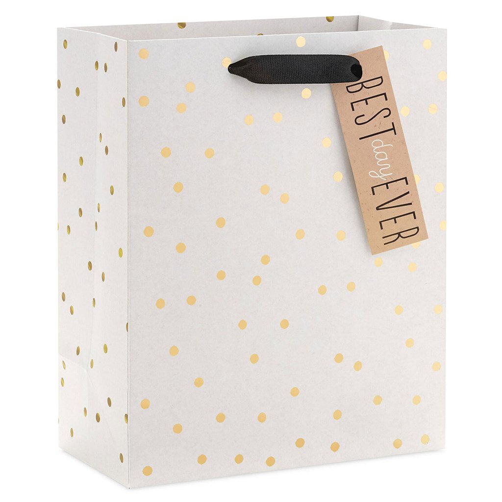 Hallmark 9.6 Ivory With Gold Dots Medium Gift Bag