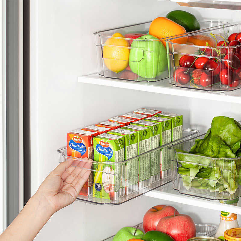 6pcs Transparent Refrigerator Organizer Set - Plastic Storage Box for Food, Vegetables, Beverages, and Eggs