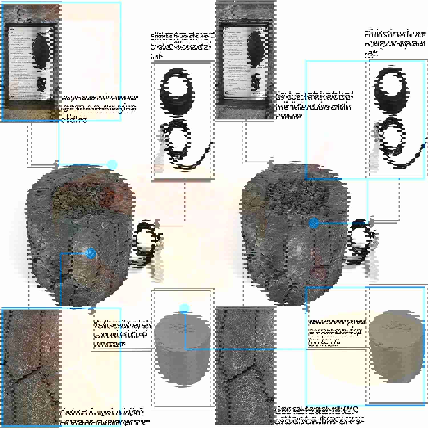 Sunnydaze Outdoor 30-Inch Cast Stone Propane Gas Fire Pit with Lava Rocks