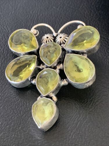 Handmade Sterling Silver Green Peridot Dragonfly Pendant