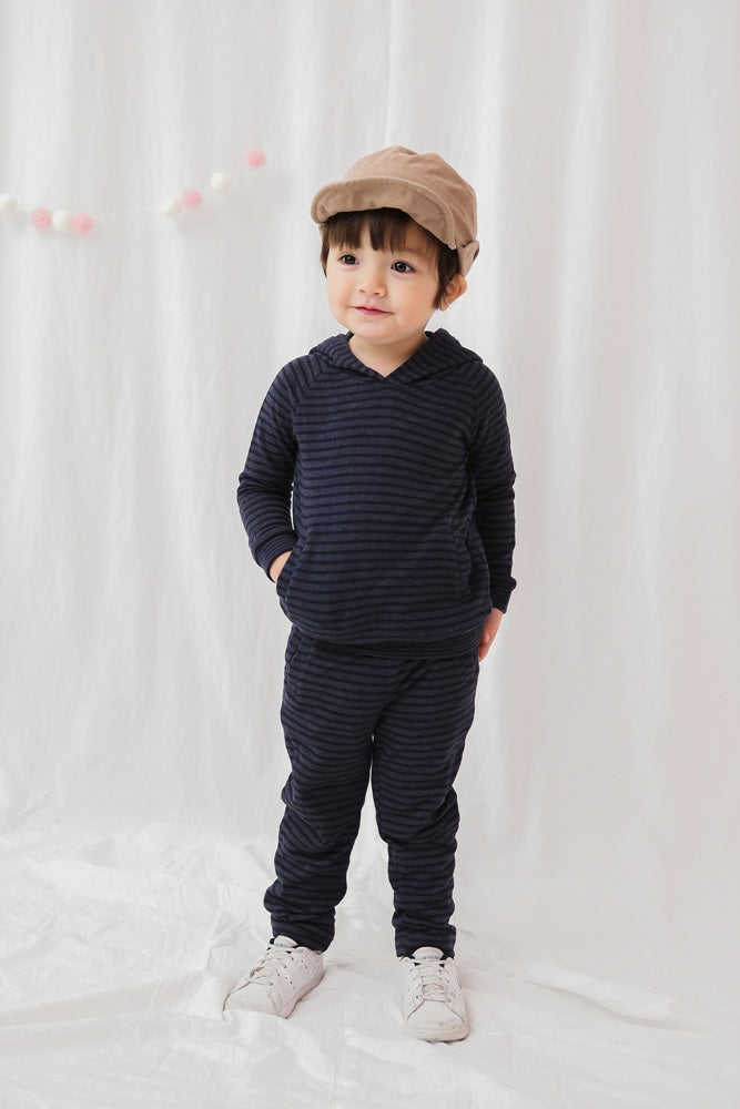 Navy Bold Bengdi Hoodie & Pants Set for Kids