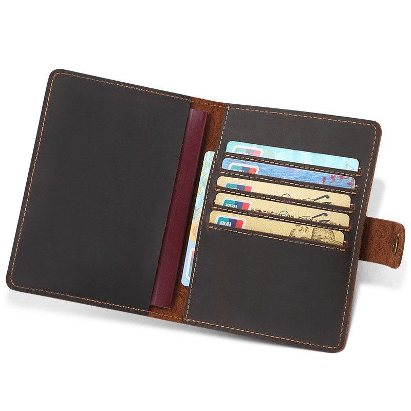 Cool Leather Men's Small Passport Wallet Slim Travel Wallets for Men