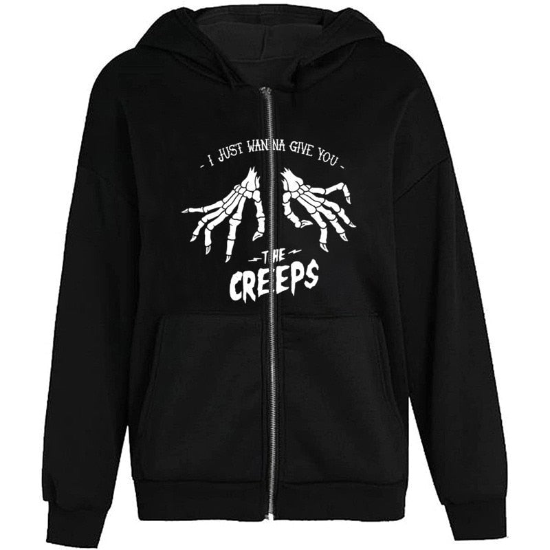 Trizchlor Oversized Hoodie for Women - Gothic Streetwear Zipper Cardigan Long Sleeve Winter Hoodie Harajuku Fashion Sweatshirt