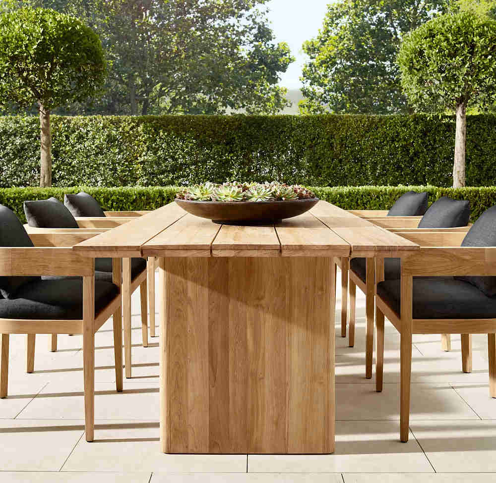 RH Balmain Rectangular Dining Table - Solid Teak/Aluminum, Customized Color