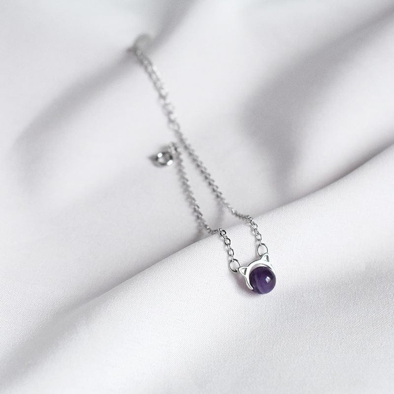 Ladies Silver Bracelet with Amethyst - Elegant Gift for Women