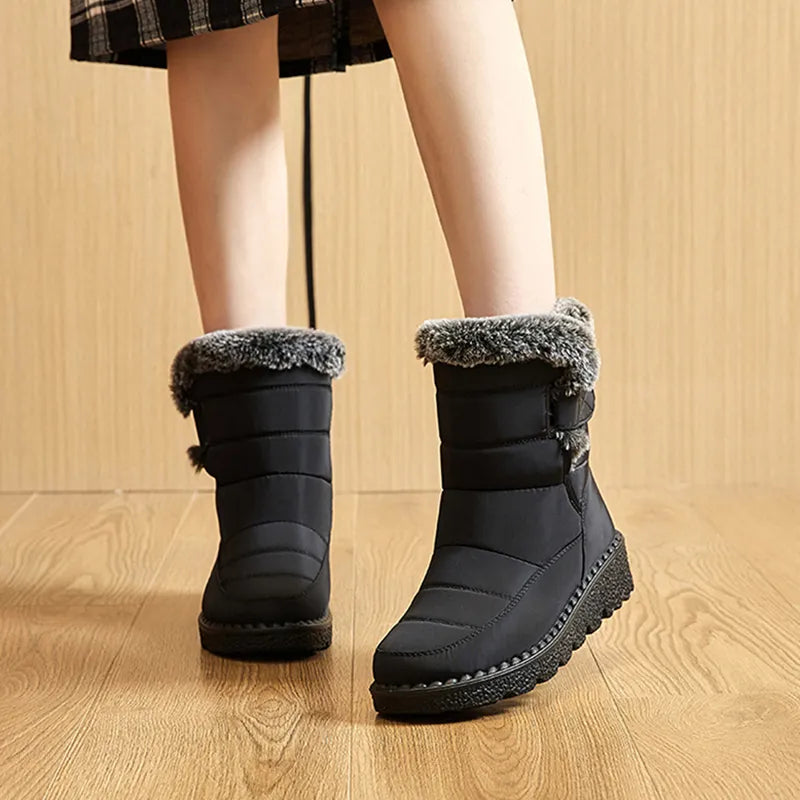 New Ladies Faux Fur Waterproof Winter Boots - Warm Plush Snow Boots
