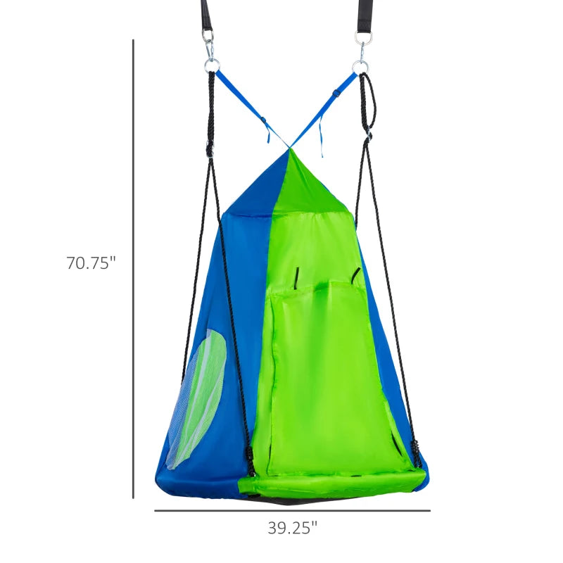 Outsunny Kids Pod Swing - Waterproof Hanging Tent & Saucer Swing for Indoor & Outdoor Use
