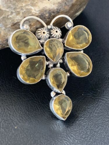 Handmade Sterling Silver Dragonfly Pendant with Faceted Yellow Topaz
