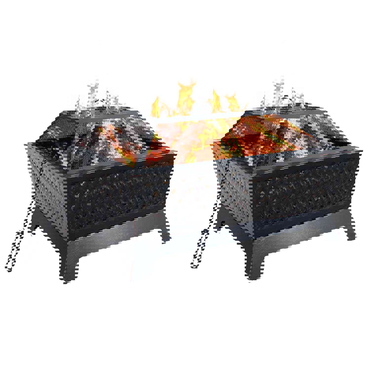 PHI VILLA 34 x 24 Antiqued Knit Pattern Rectangle Fire Pit
