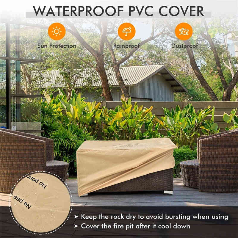 40000 BTU Wicker Outdoor Propane Fire Pit Table Set with Hideaway Tank Holder & Cover