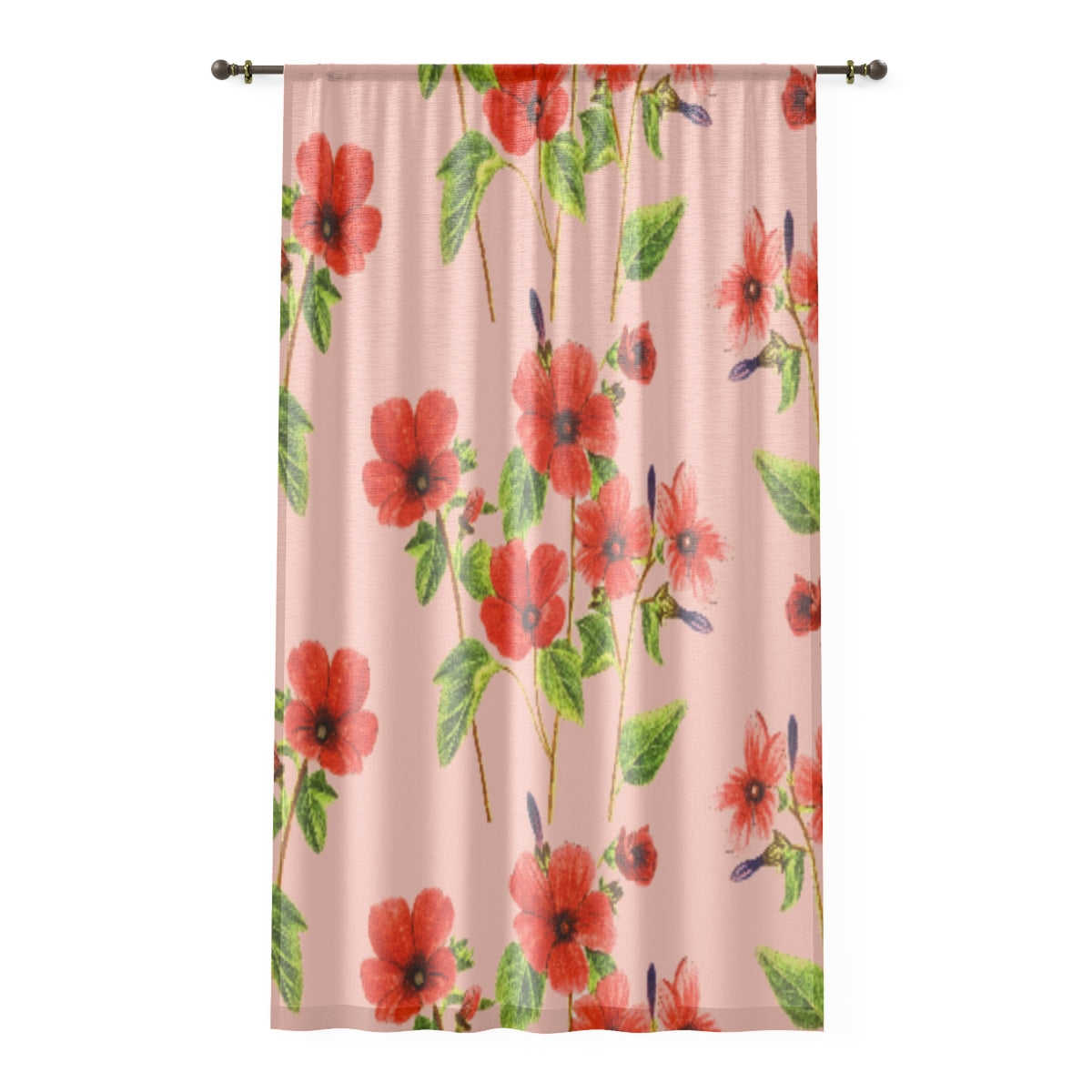 POPPIES ON PINK - SHEER Window Curtain