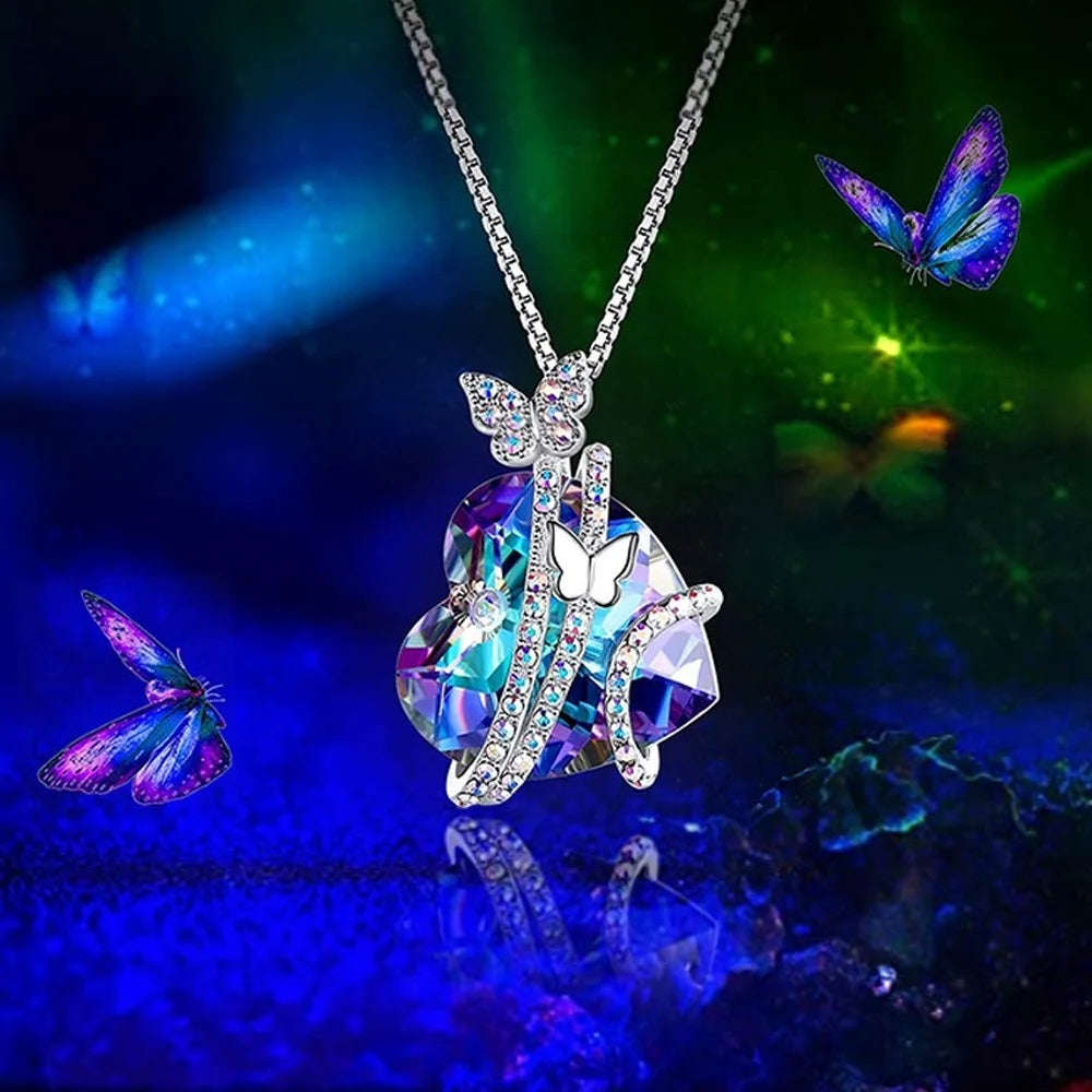 Love Butterfly Necklace - Exquisite Heart Pendant for Women