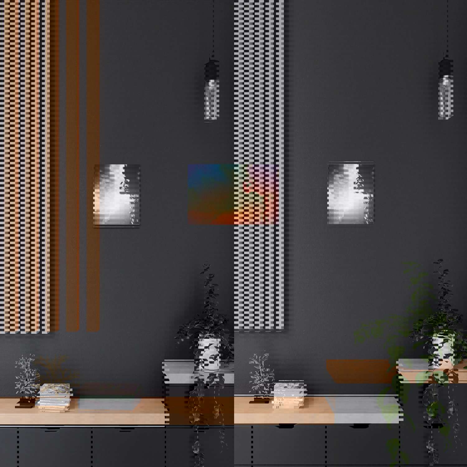 Man Climbing Rock Mountain Nature Wilderness Photography Canvas Wall Art for Home Decor